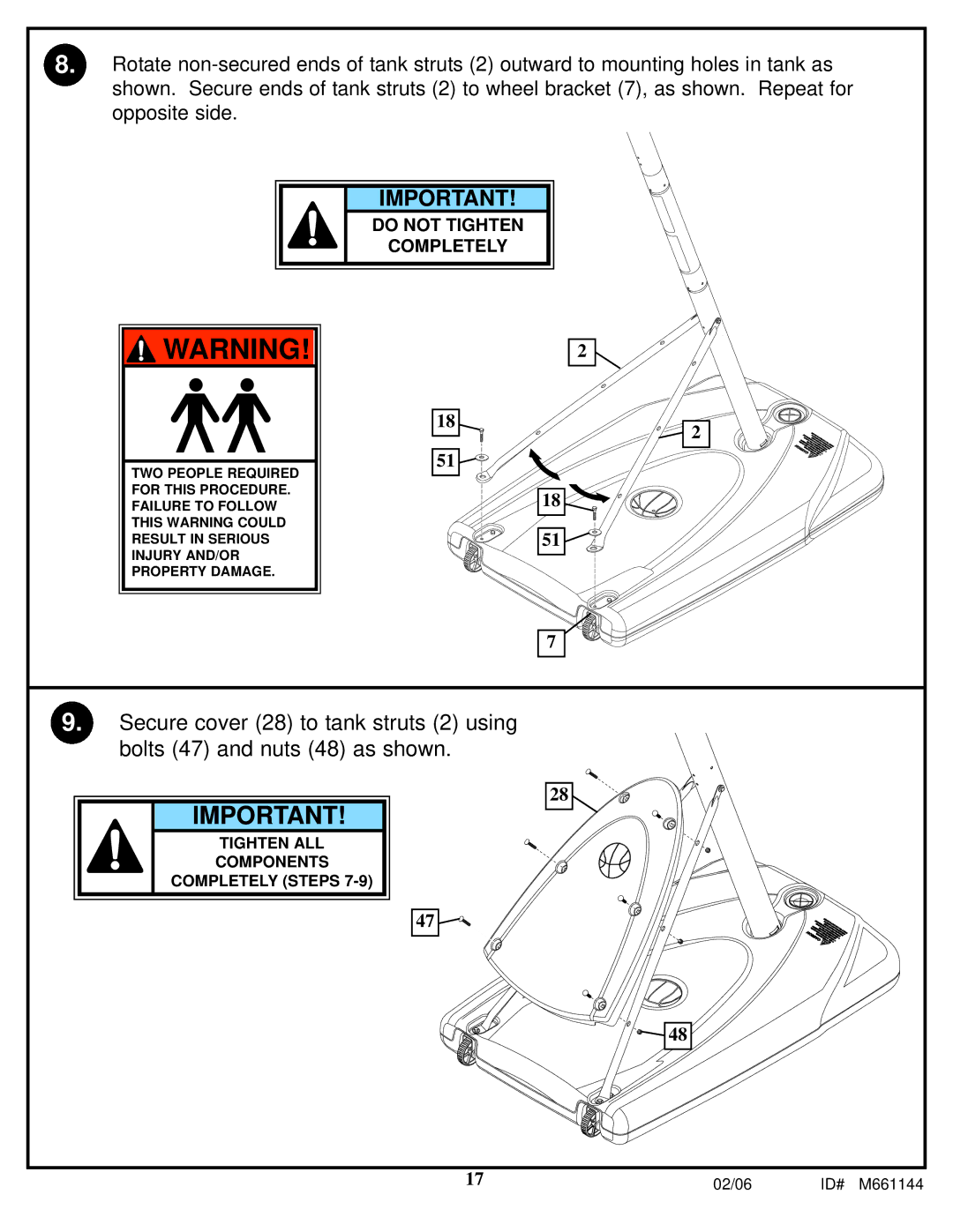 Huffy AR64S-H manual Tighten ALL Components Completely Steps 