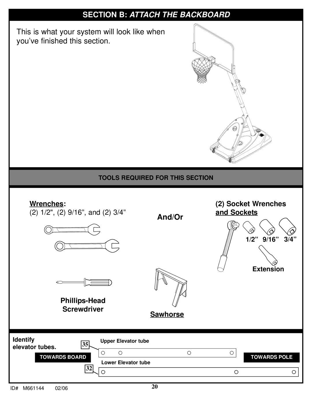 Huffy AR64S-H manual Section B Attach the Backboard 