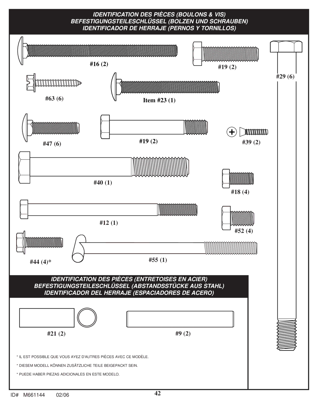 Huffy AR64S-H manual #16 #19 #29 #63 Item #23 #47 #39 #40 1 #18 #12 1 #52 #44 #55 