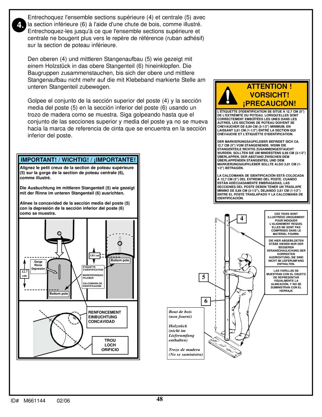 Huffy AR64S-H manual Renfoncement Einbuchtung Concavidad Trou Loch Orificio 