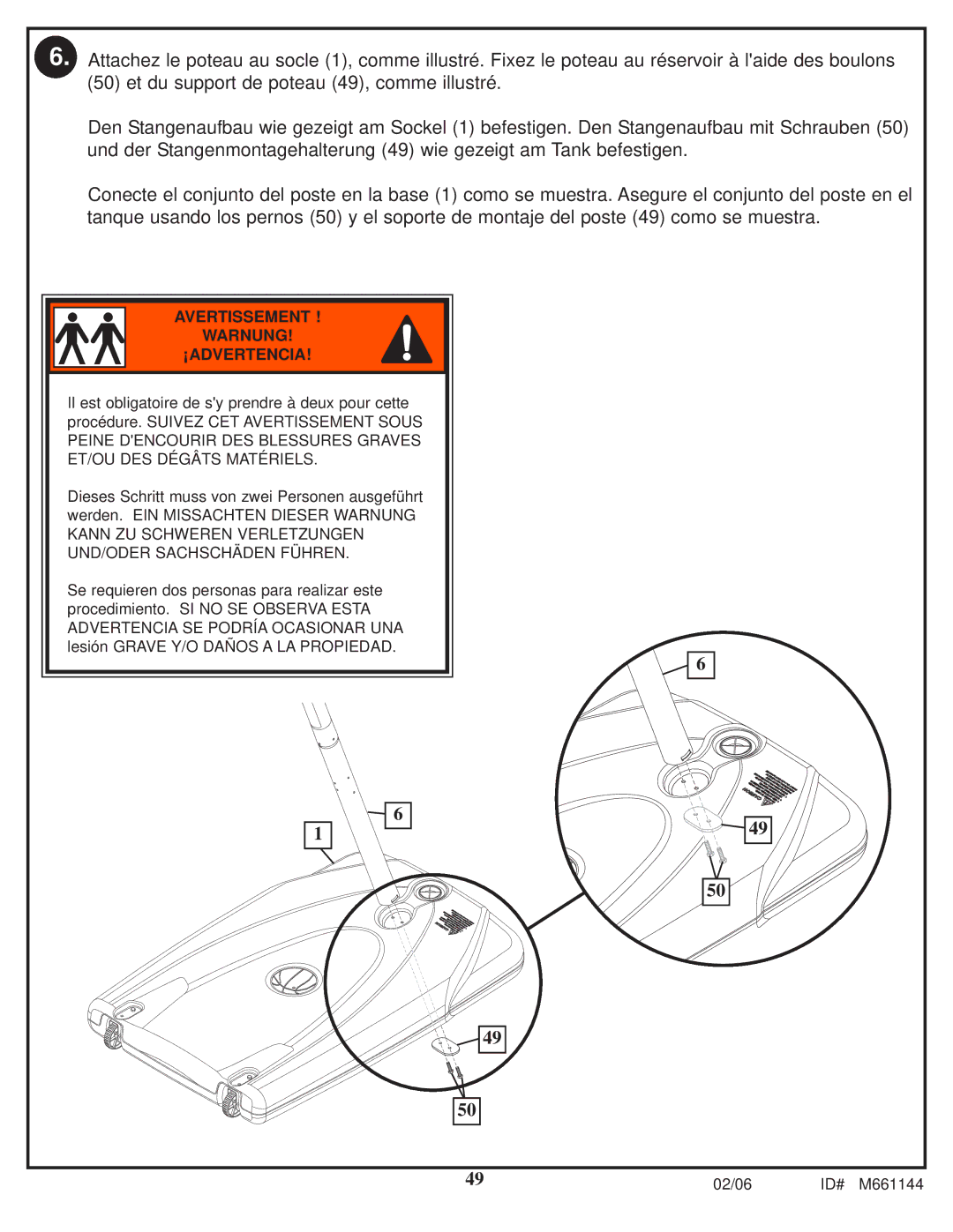 Huffy AR64S-H manual Avertissement Warnung ¡ADVERTENCIA 