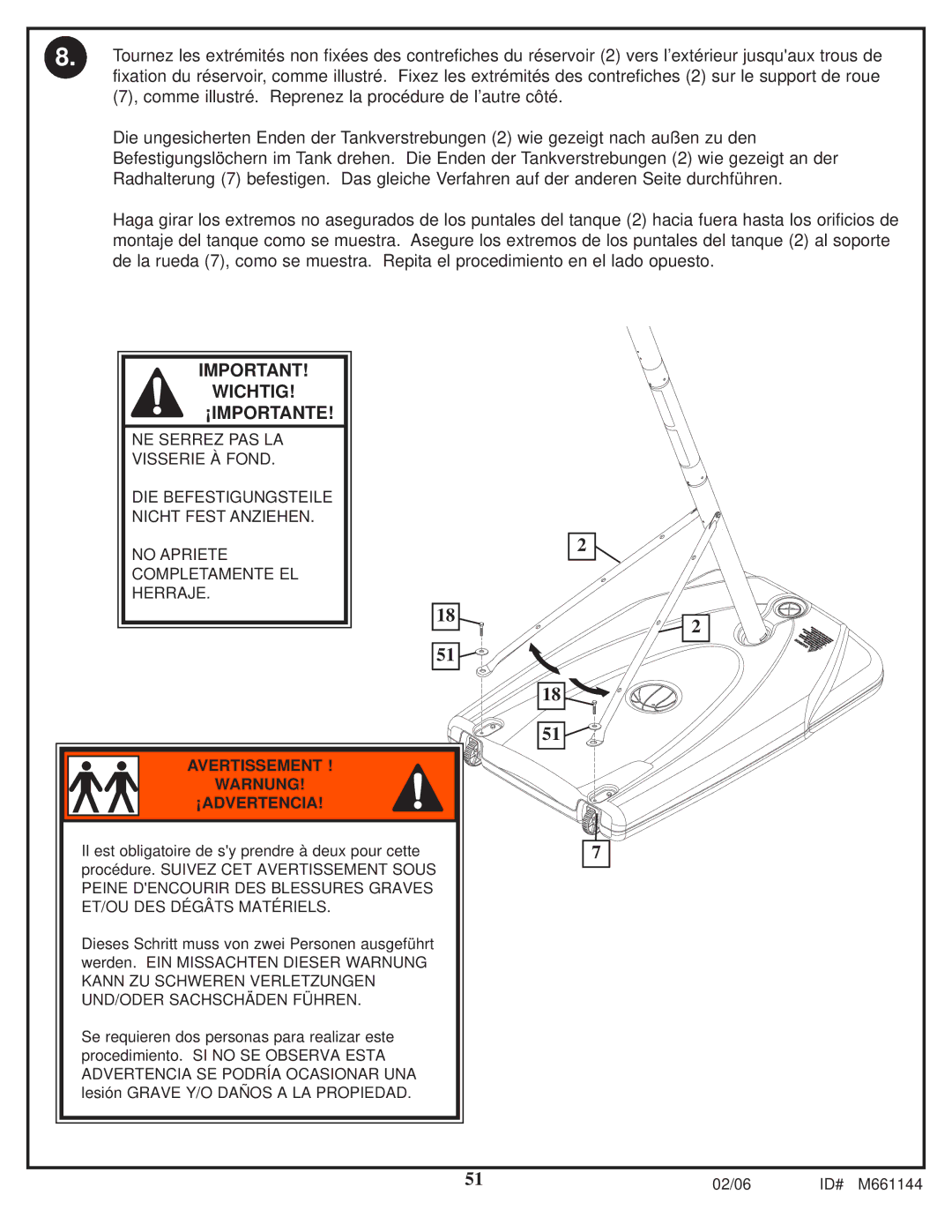 Huffy AR64S-H manual Wichtig ¡IMPORTANTE 