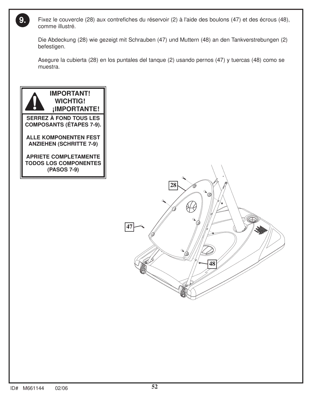 Huffy AR64S-H manual Wichtig ¡IMPORTANTE 