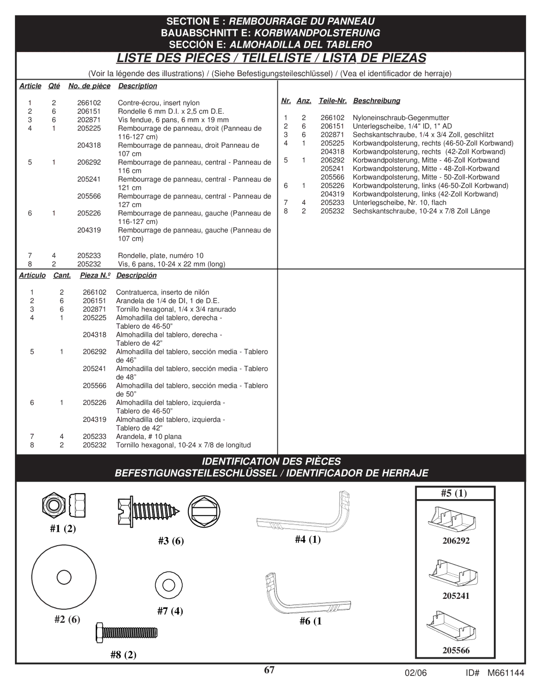 Huffy AR64S-H manual Liste DES Pièces / Teileliste / Lista DE Piezas 