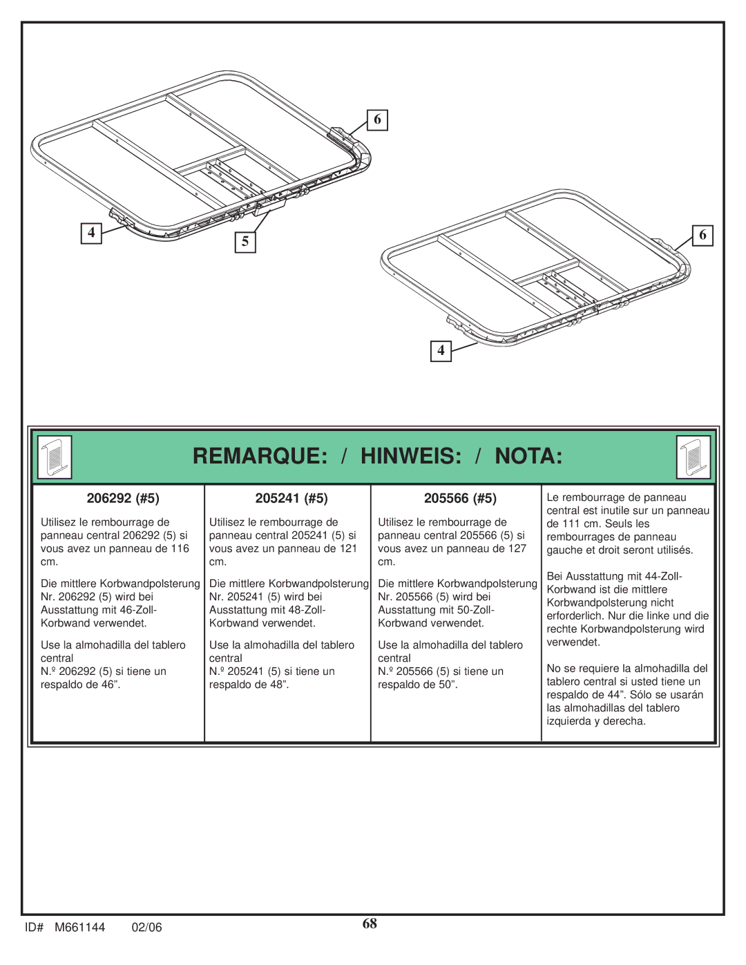 Huffy AR64S-H manual Remarque / Hinweis / Nota 