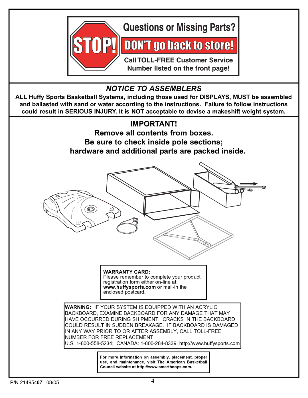 Huffy AWLC3026T manual Warranty Card 