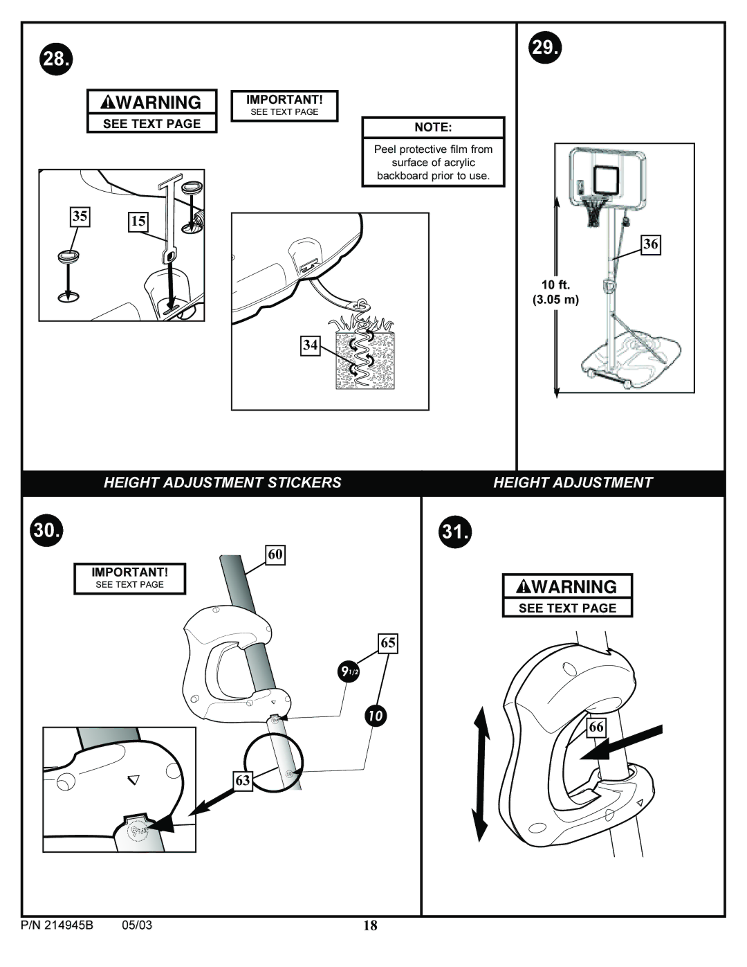 Huffy AWLH4030 manual Height Adjustment Stickers 