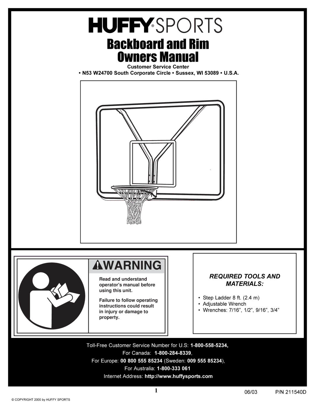 Huffy Backboard and Rim manual 