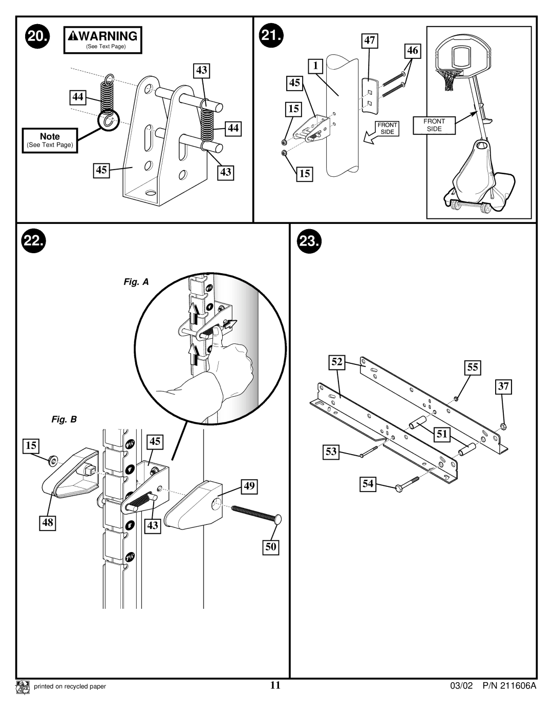 Huffy Basketball manual Fig. a 