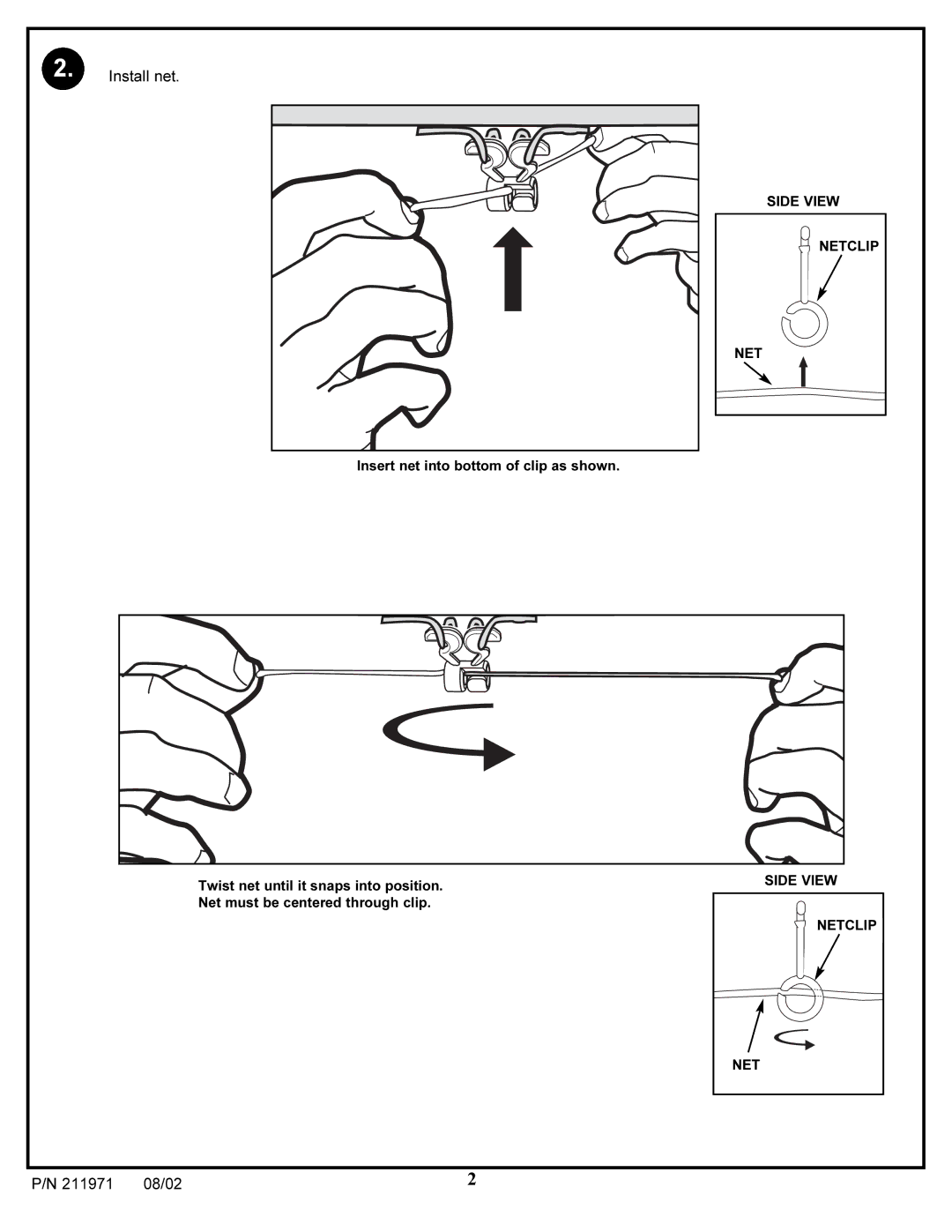 Huffy Clipper manual Install net, Side View Netclip NET 