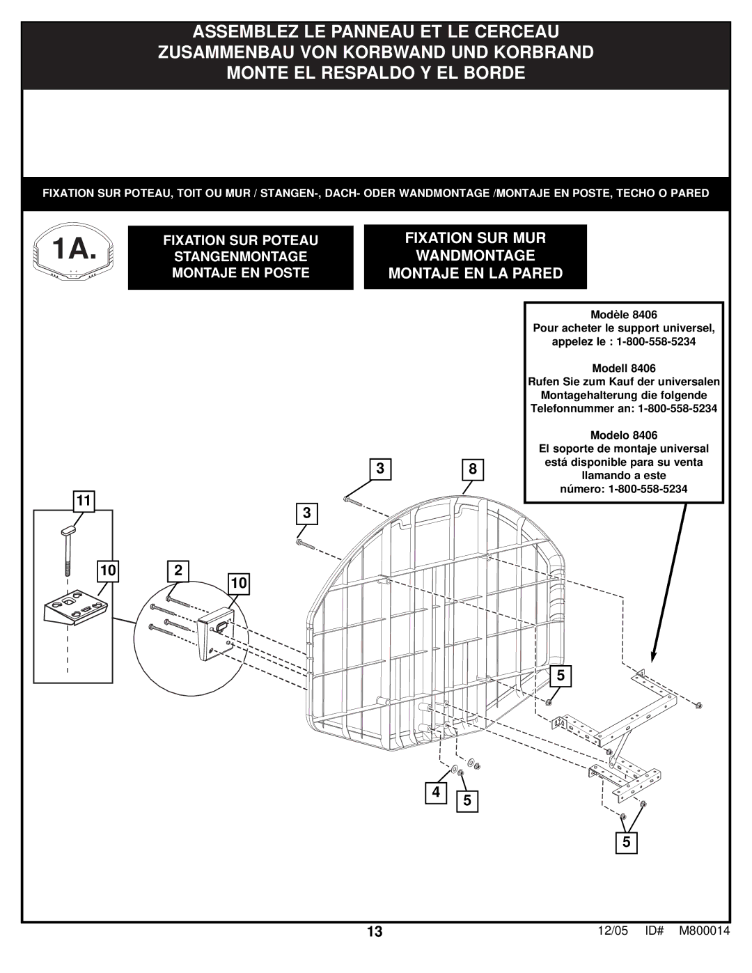 Huffy D 50053 manual Fixation SUR MUR Wandmontage Montaje EN LA Pared 