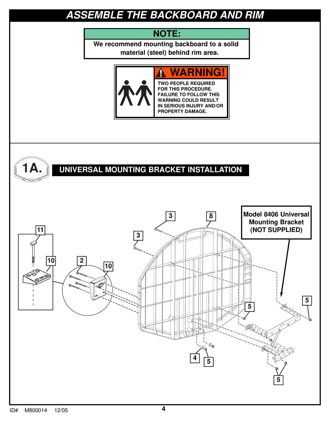 Huffy D 50053 manual Assemble the Backboard and RIM 