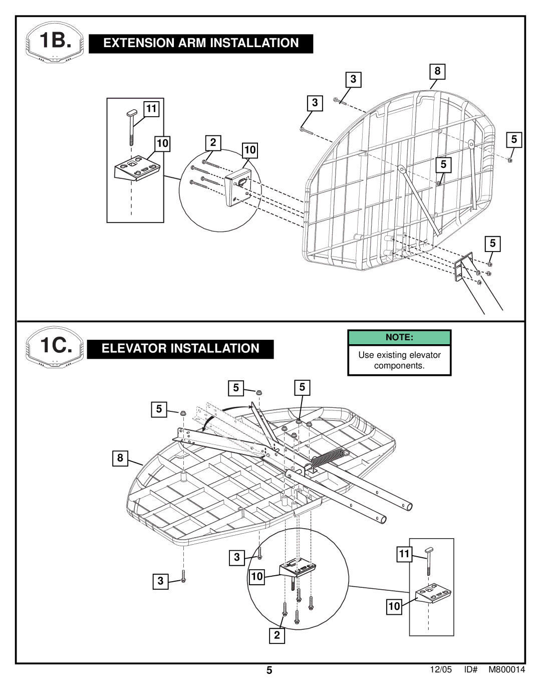 Huffy D 50053 manual Elevator Installation 