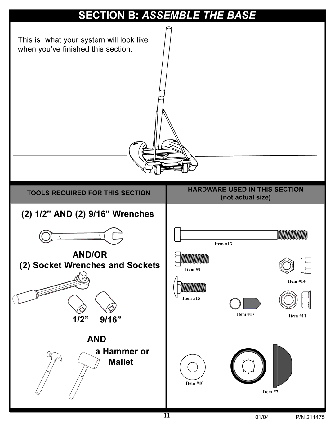 Huffy DC177 manual Section B Assemble the Base, And/Or 