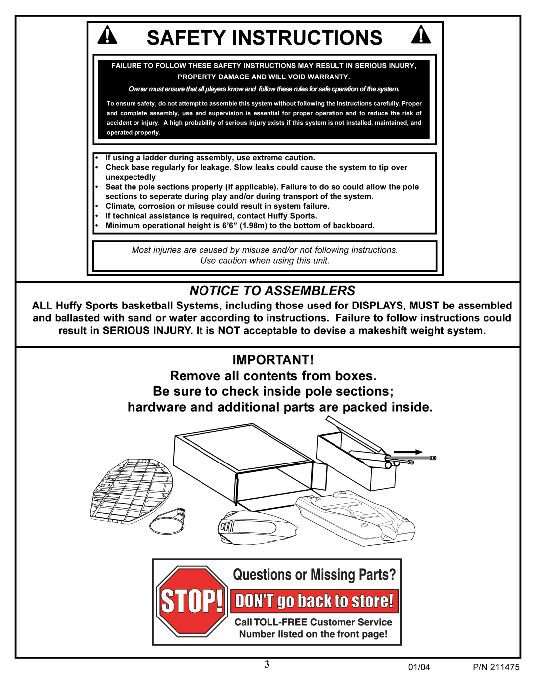 Huffy DC177 manual Safety Instructions 