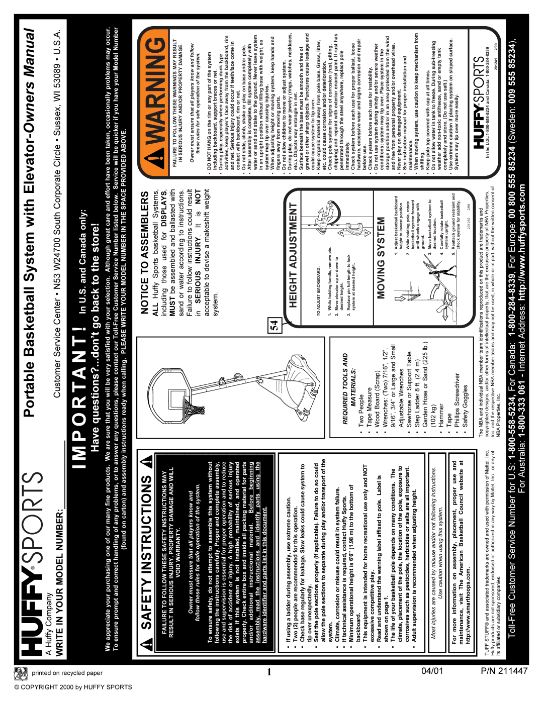 Huffy DC910 manual Safety Instructions 