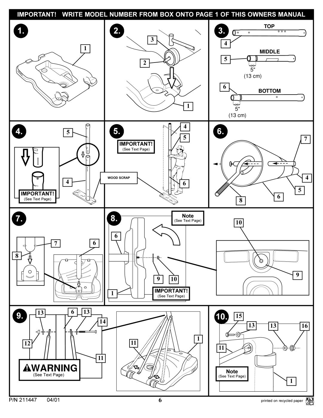 Huffy DC910 manual TOP Middle 