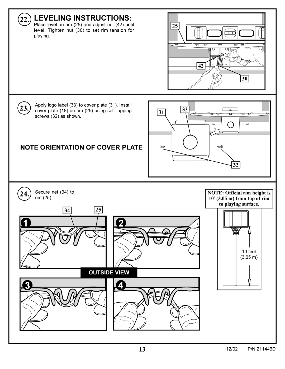 Huffy DCM230 manual Leveling Instructions 