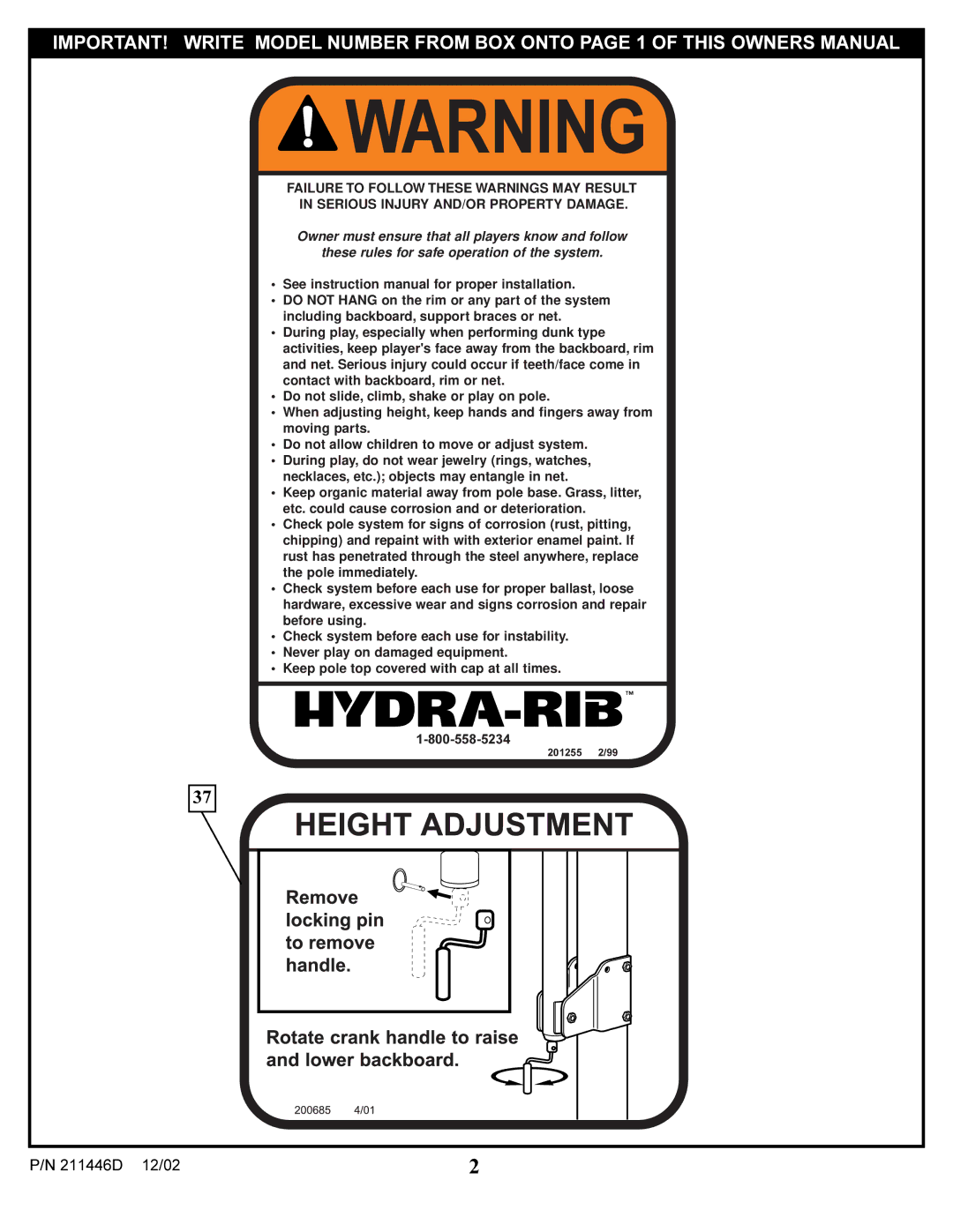 Huffy DCM230 manual 211446D 12/02 