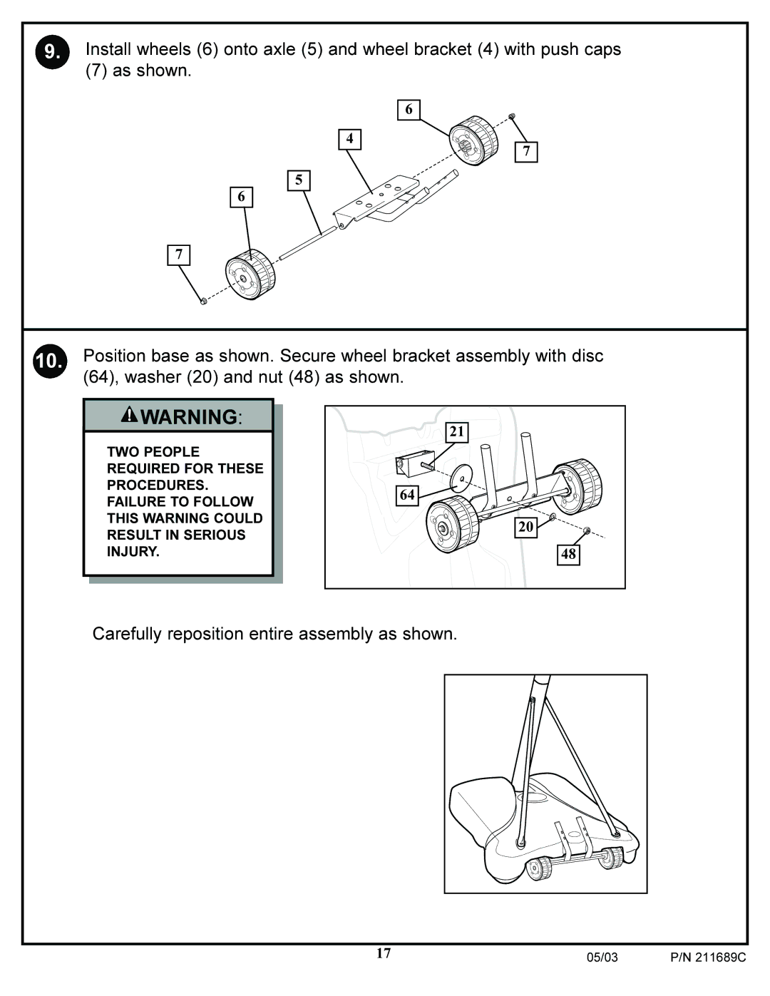 Huffy DH9300 manual Carefully reposition entire assembly as shown 