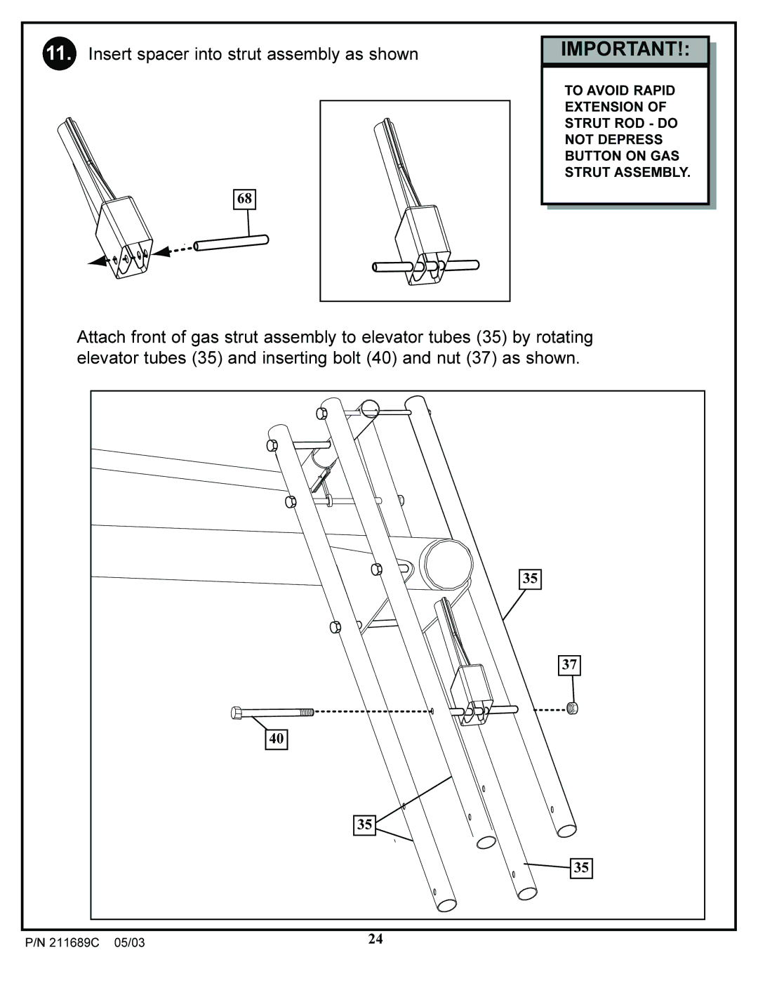 Huffy DH9300 manual Insert spacer into strut assembly as shown 