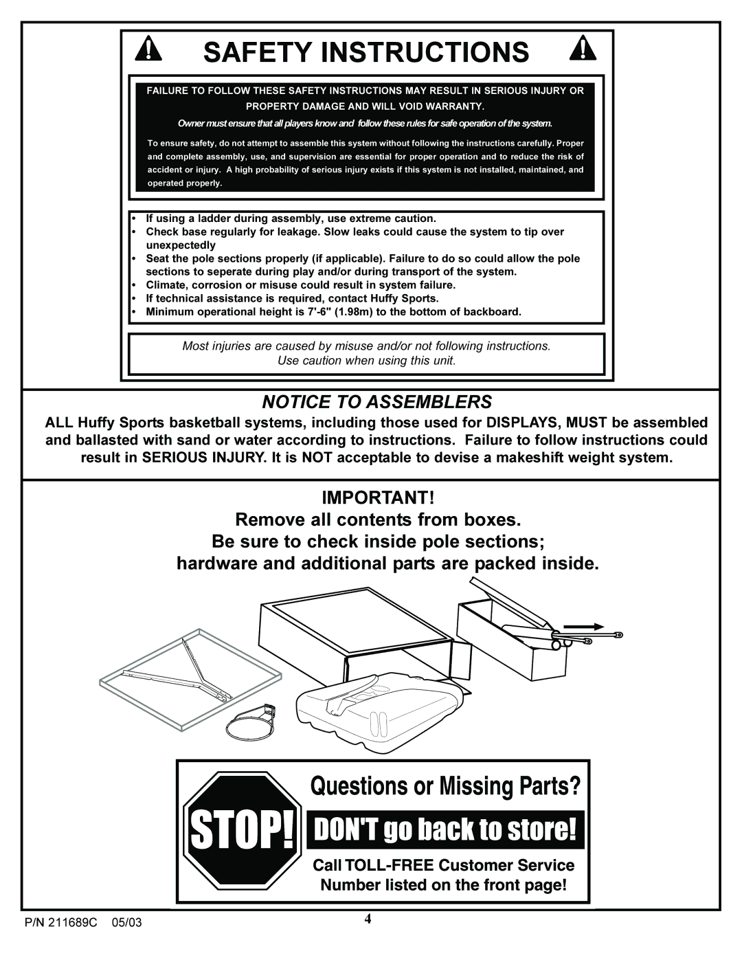 Huffy DH9300 manual Safety Instructions 