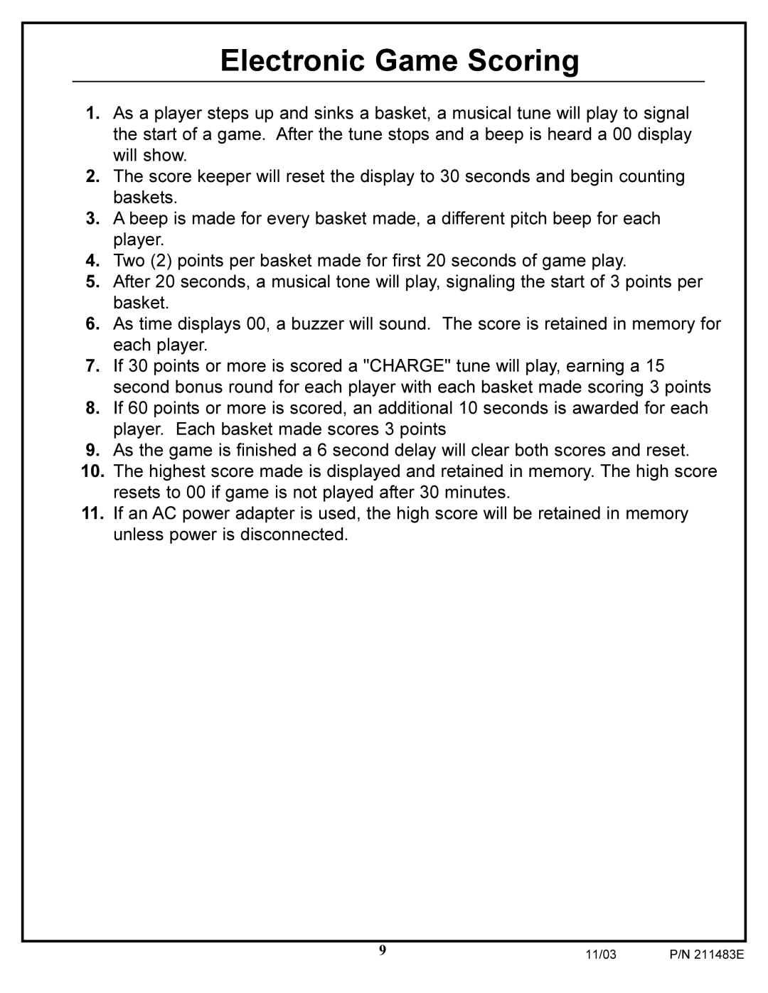 Huffy Dual Electronic Basketball System manual Electronic Game Scoring 