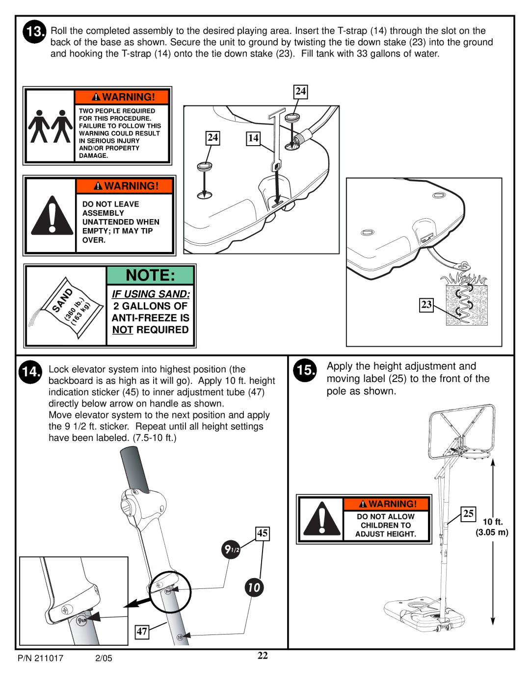 Huffy Fitness Equipment manual If Using Sand 2 Gallons of ANTI-FREEZE is not Required 