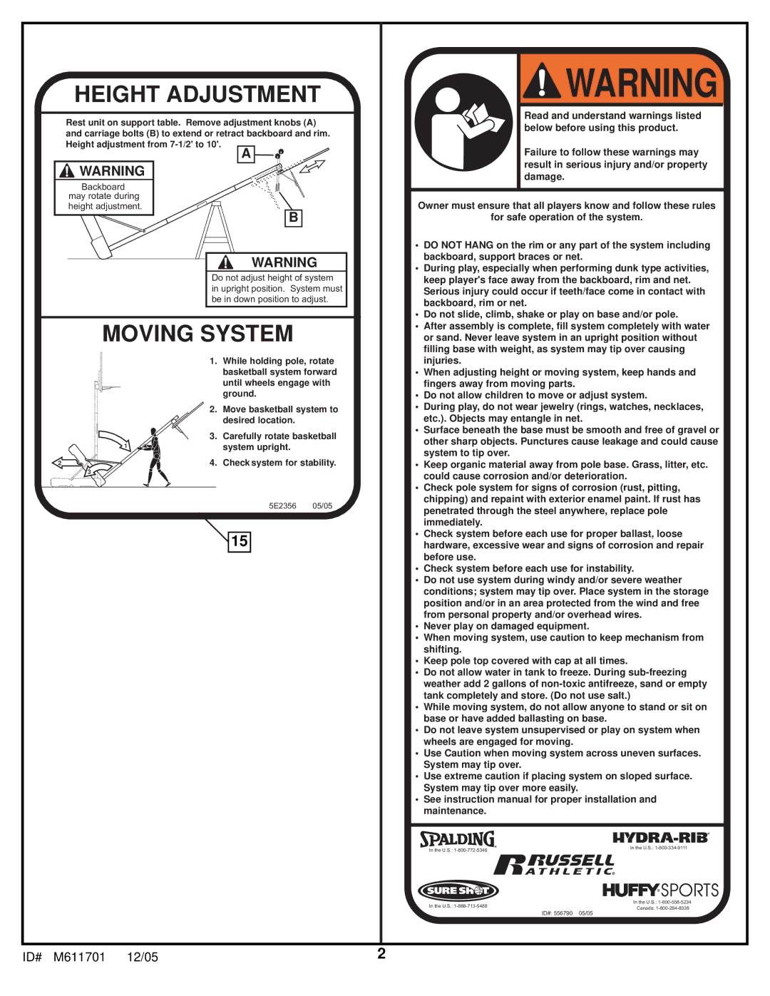 Huffy FR320UKT manual Height Adjustment 