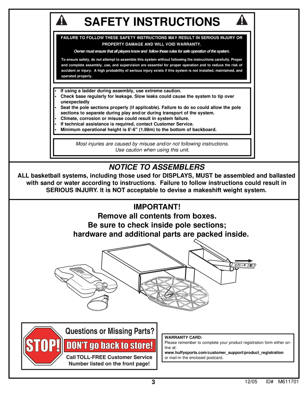 Huffy FR320UKT manual Safety Instructions 