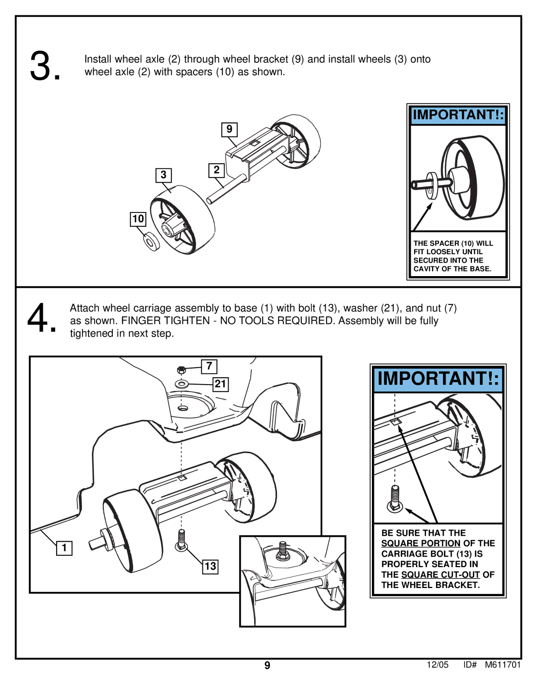 Huffy FR320UKT manual Wheel axle 2 with spacers 10 as shown 