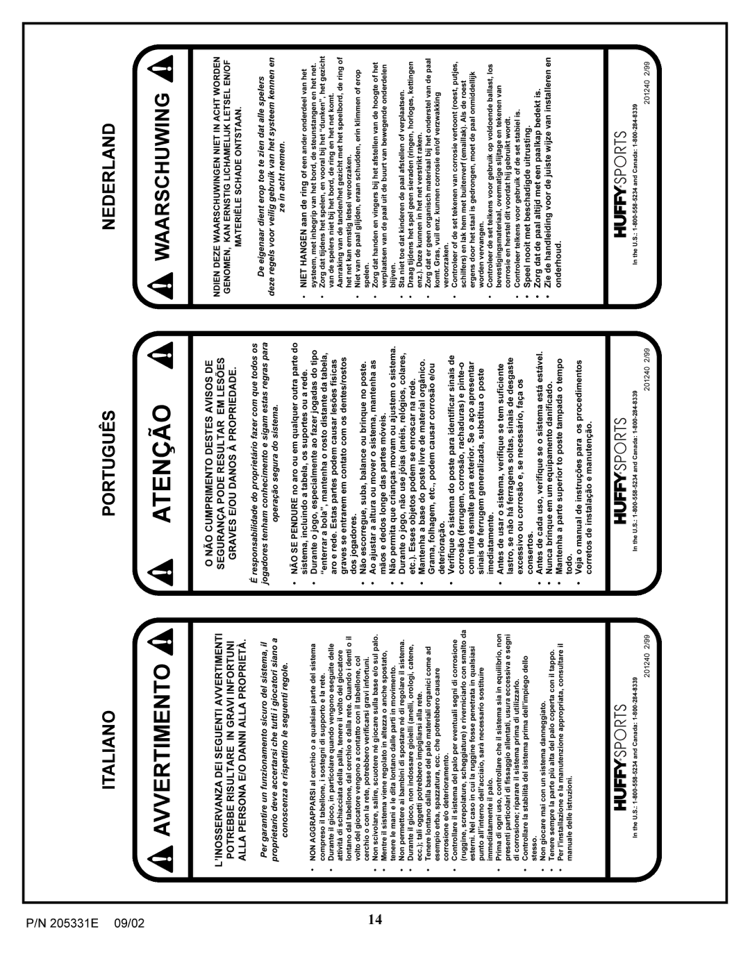 Huffy In-ground Basketball System manual Italiano, Português, Nederland 