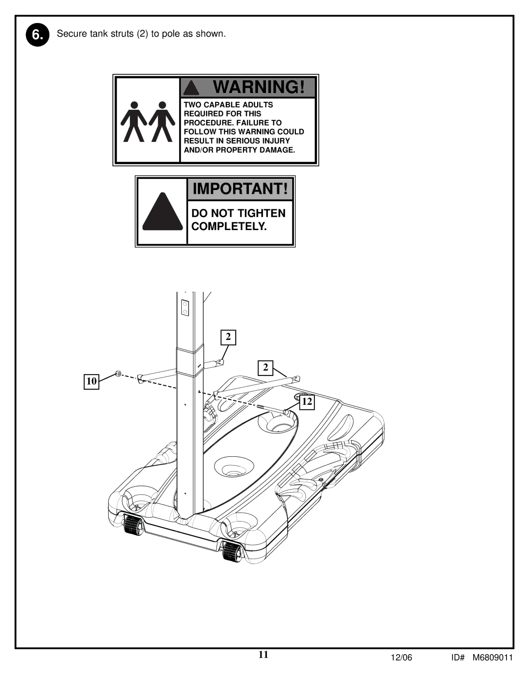 Huffy In-Ground Basketball manual Do not Tighten 