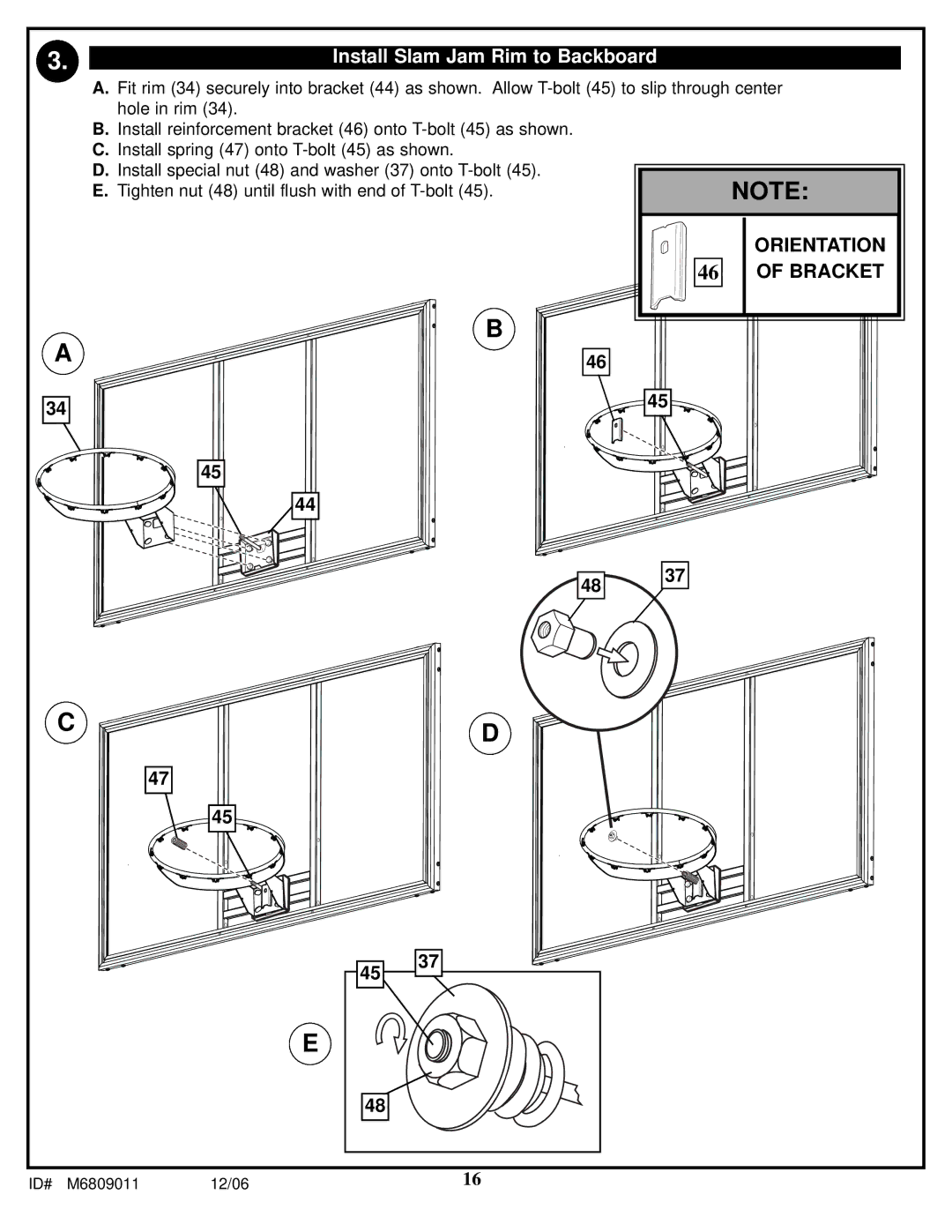 Huffy In-Ground Basketball manual Install Slam Jam Rim to Backboard 