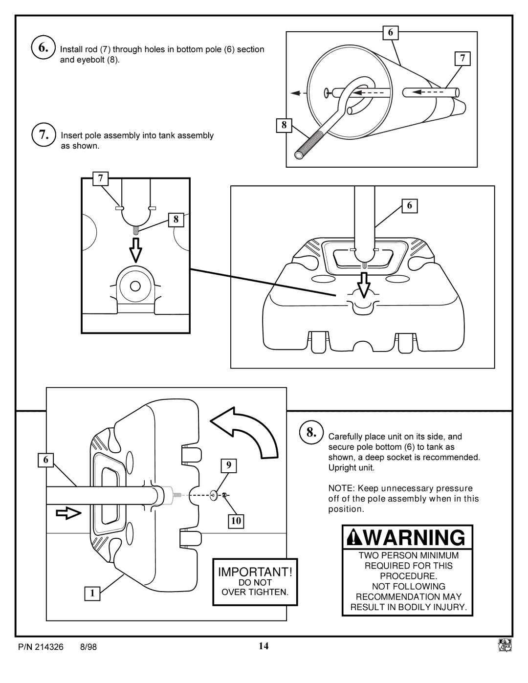 Huffy KA-DV300 manual Do not Over Tighten 