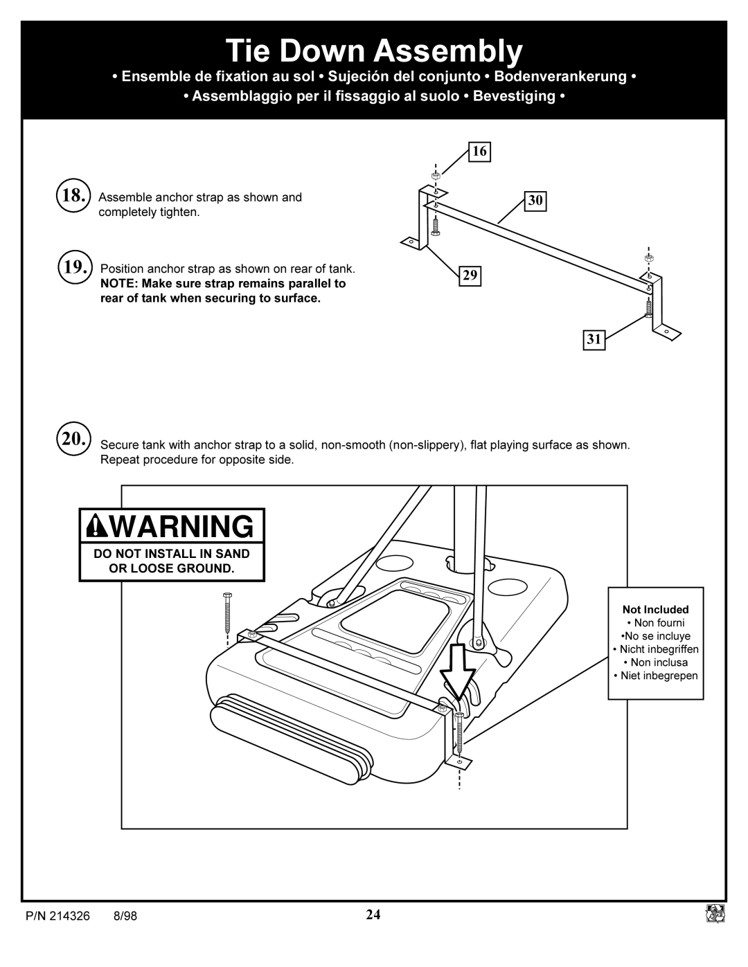 Huffy KA-DV300 manual Tie Down Assembly 