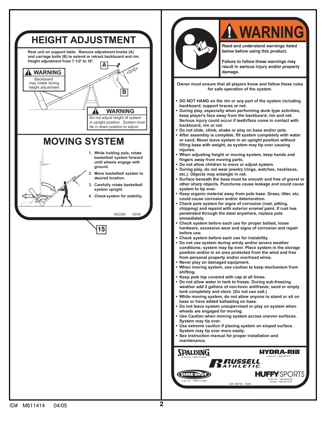 Huffy KD-S33 manual Height Adjustment 