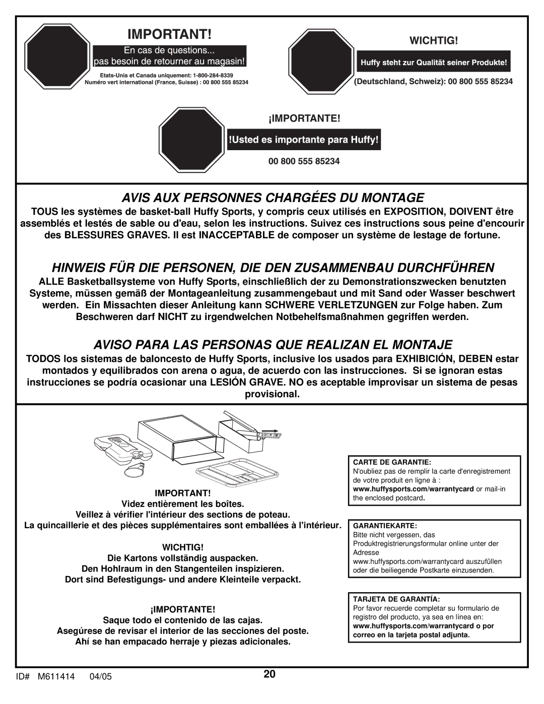 Huffy KD-S33 manual Avis AUX Personnes Chargées DU Montage 