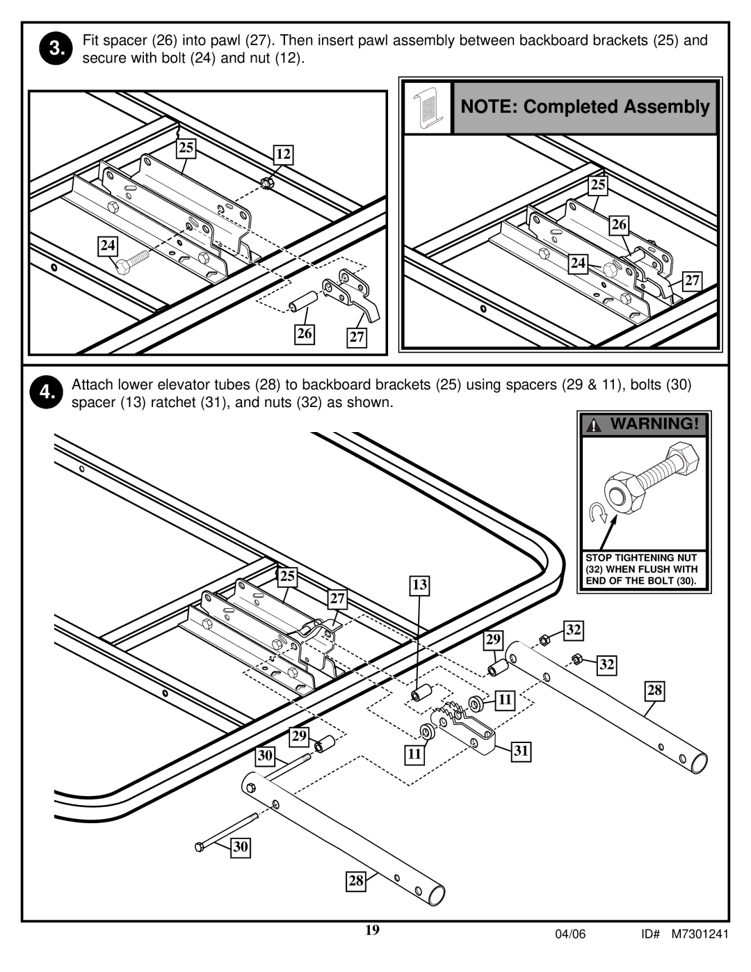 Huffy LDF6920 manual Stop Tightening NUT 32 When Flush with END of the Bolt 