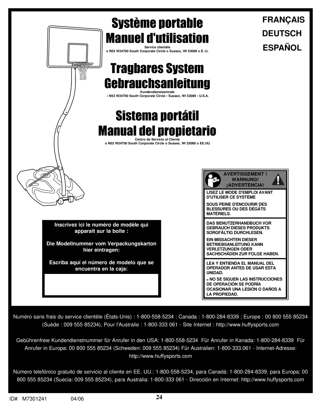 Huffy LDF6920 manual Système portable Manuel dutilisation 