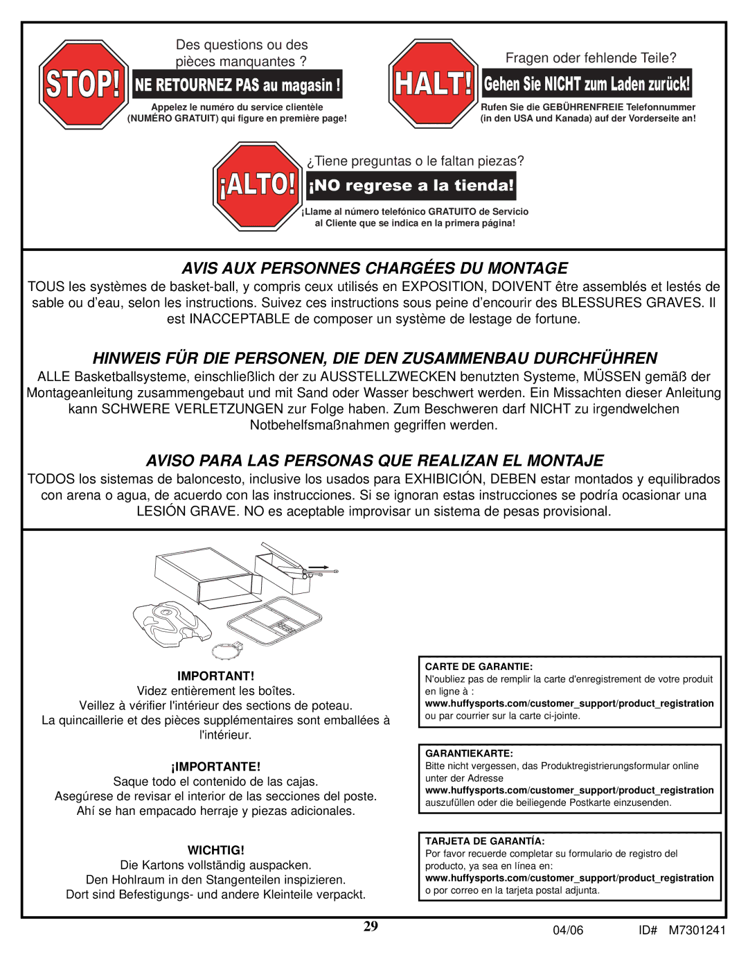 Huffy LDF6920 manual Avis AUX Personnes Chargées DU Montage 