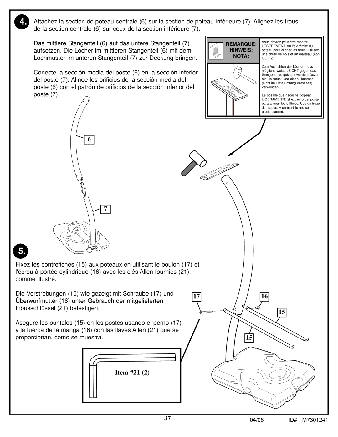 Huffy LDF6920 manual Remarque 