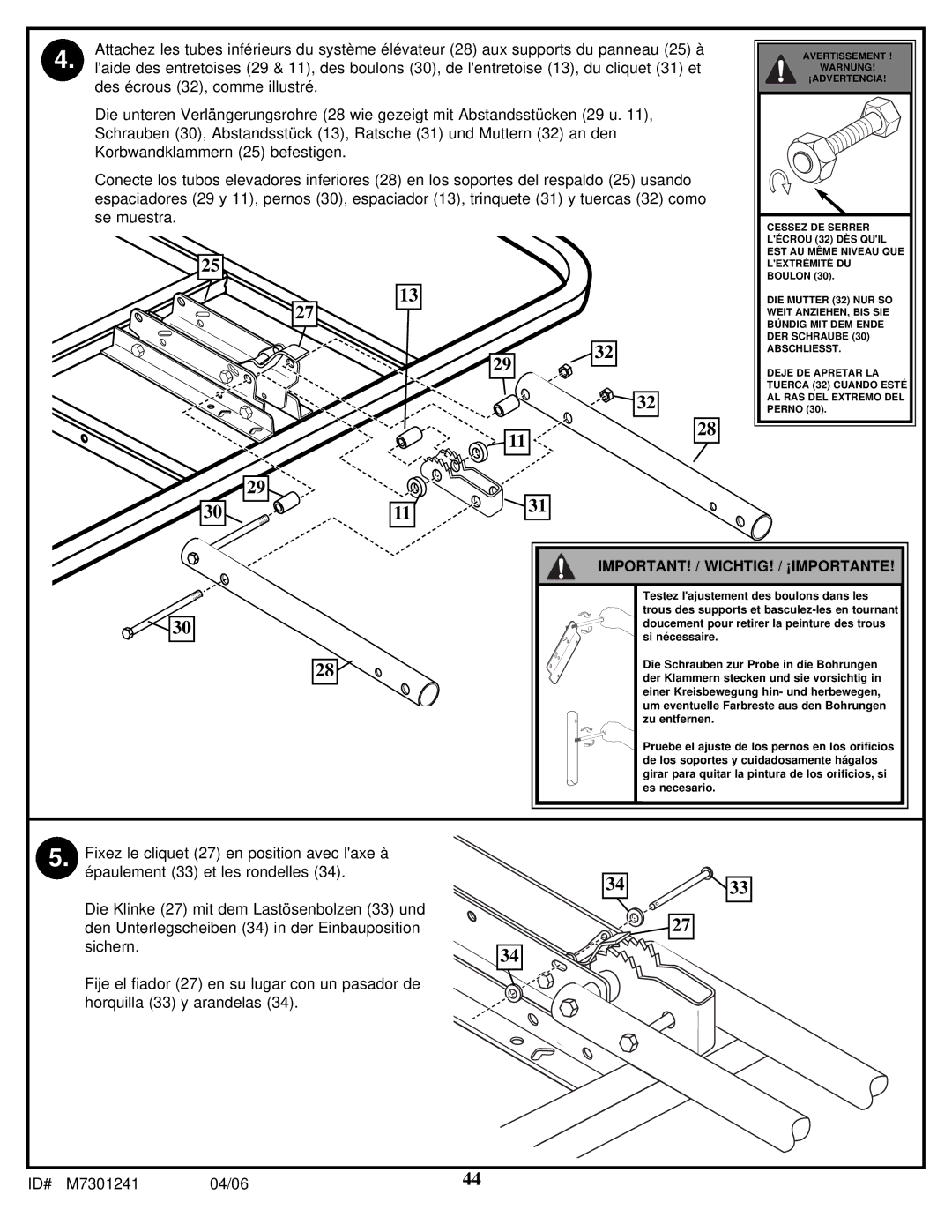 Huffy LDF6920 manual Important! / Wichtig! / ¡Importante 