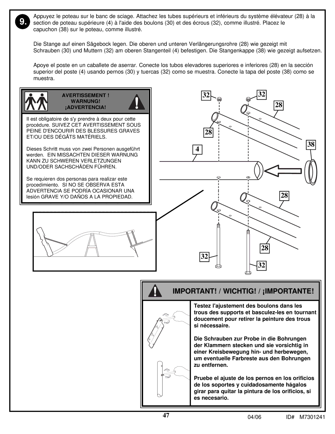 Huffy LDF6920 manual Avertissement Warnung ¡ADVERTENCIA 