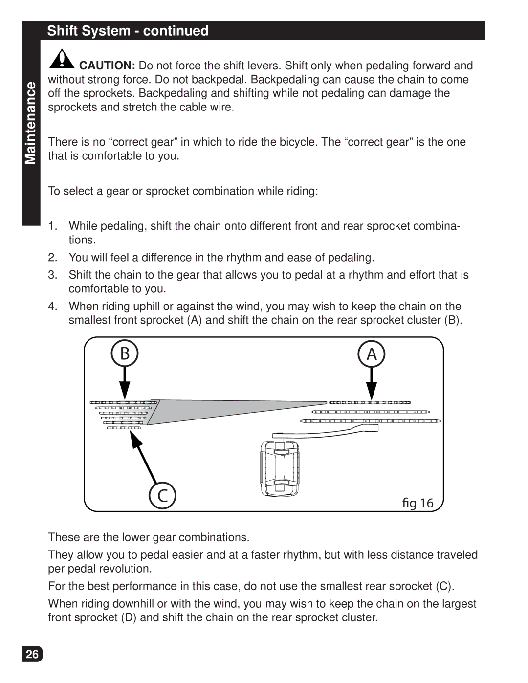 Huffy M0012 manual Maintenance Shift System 