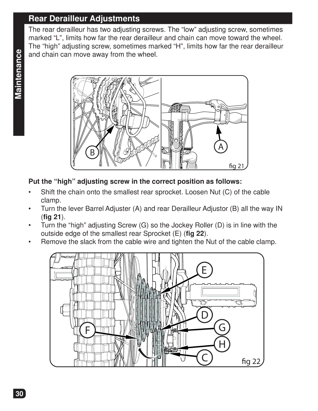 Huffy M0012 manual Maintenance Rear Derailleur Adjustments 