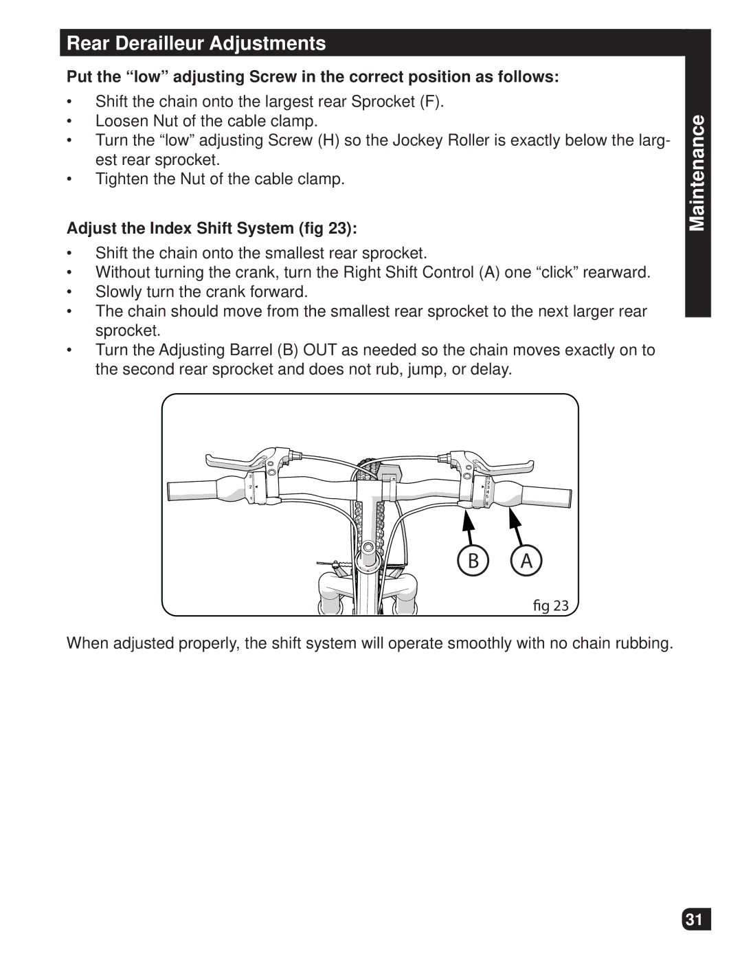 Huffy M0012 manual Adjust the Index Shift System ﬁg 