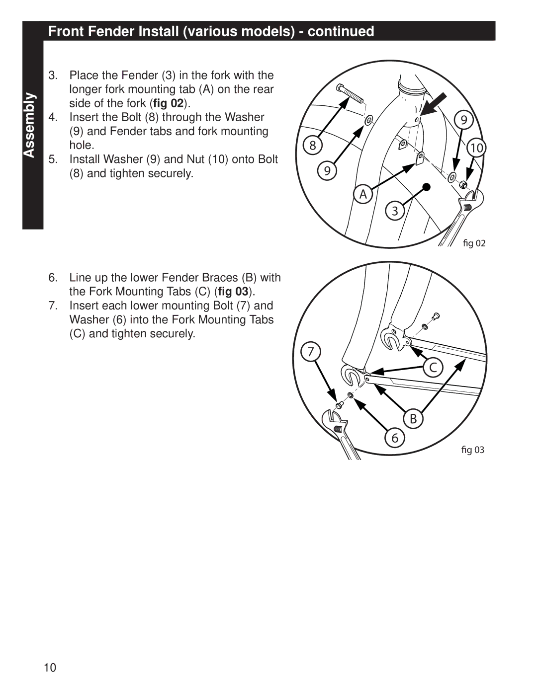 Huffy M0073 manual Front Fender Install various models Assembly 