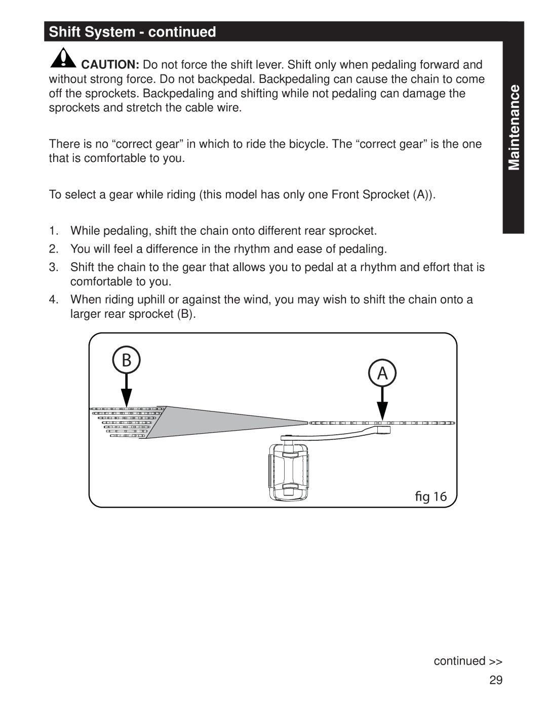 Huffy M0073 manual Shift System 