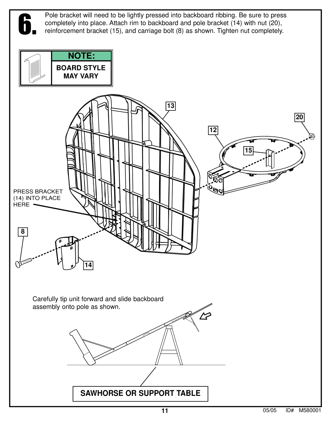 Huffy M580001 manual Sawhorse or Support Table 